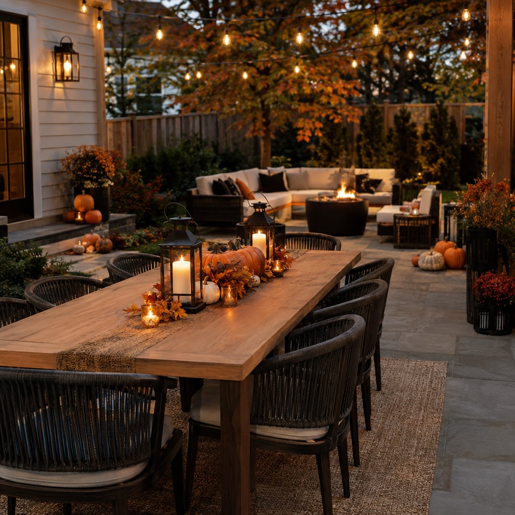 Mix Edison-Style Bulbs With Simple Decor for a Halloween backyard evening party