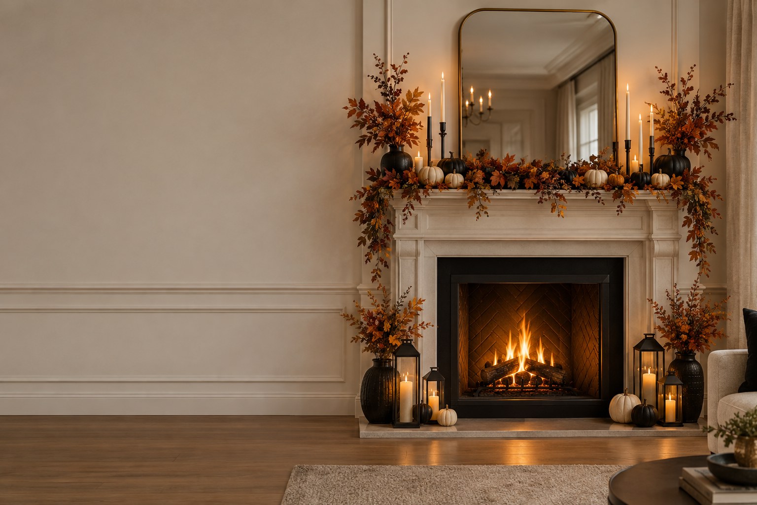 Halloween mantel decorating