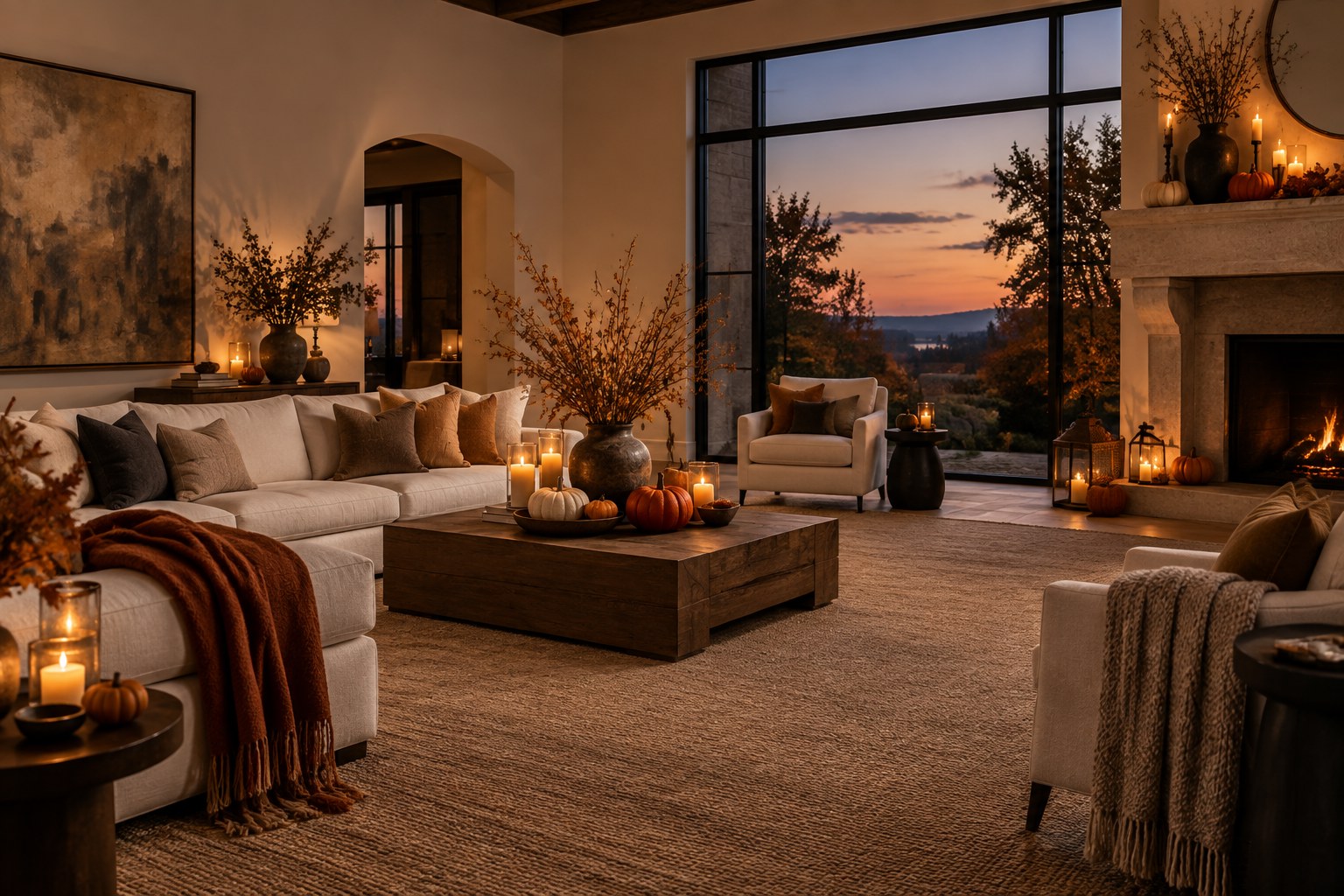 Elegant home decor and interior living with refined autumn Halloween accents