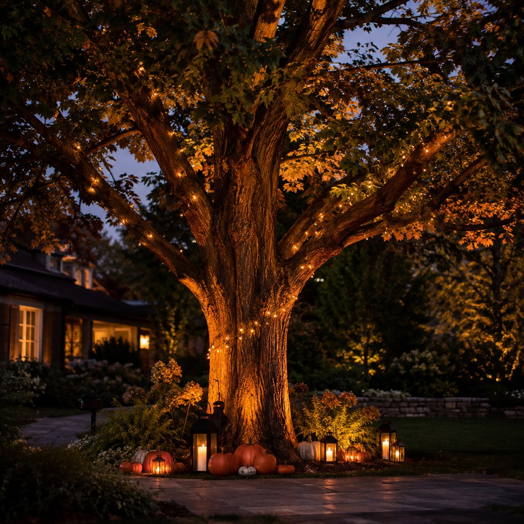 Highlight One Feature Tree for a Halloween backyard evening party