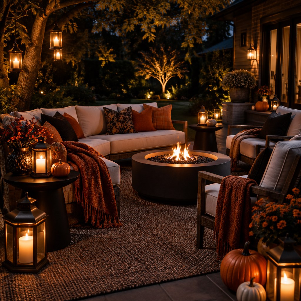Finish With a Cozy Lounge Zone for a Halloween backyard evening party
