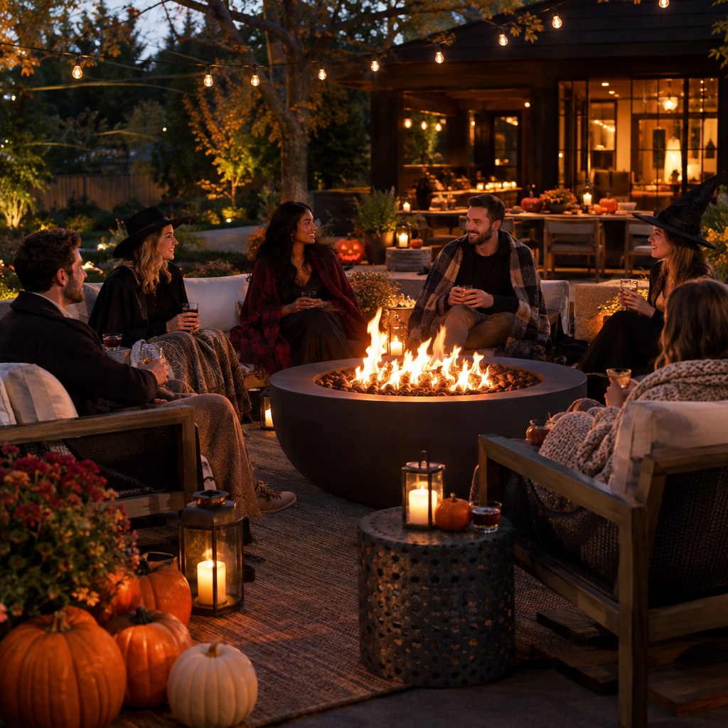 Gather Around a Fire Pit for a Halloween backyard evening party