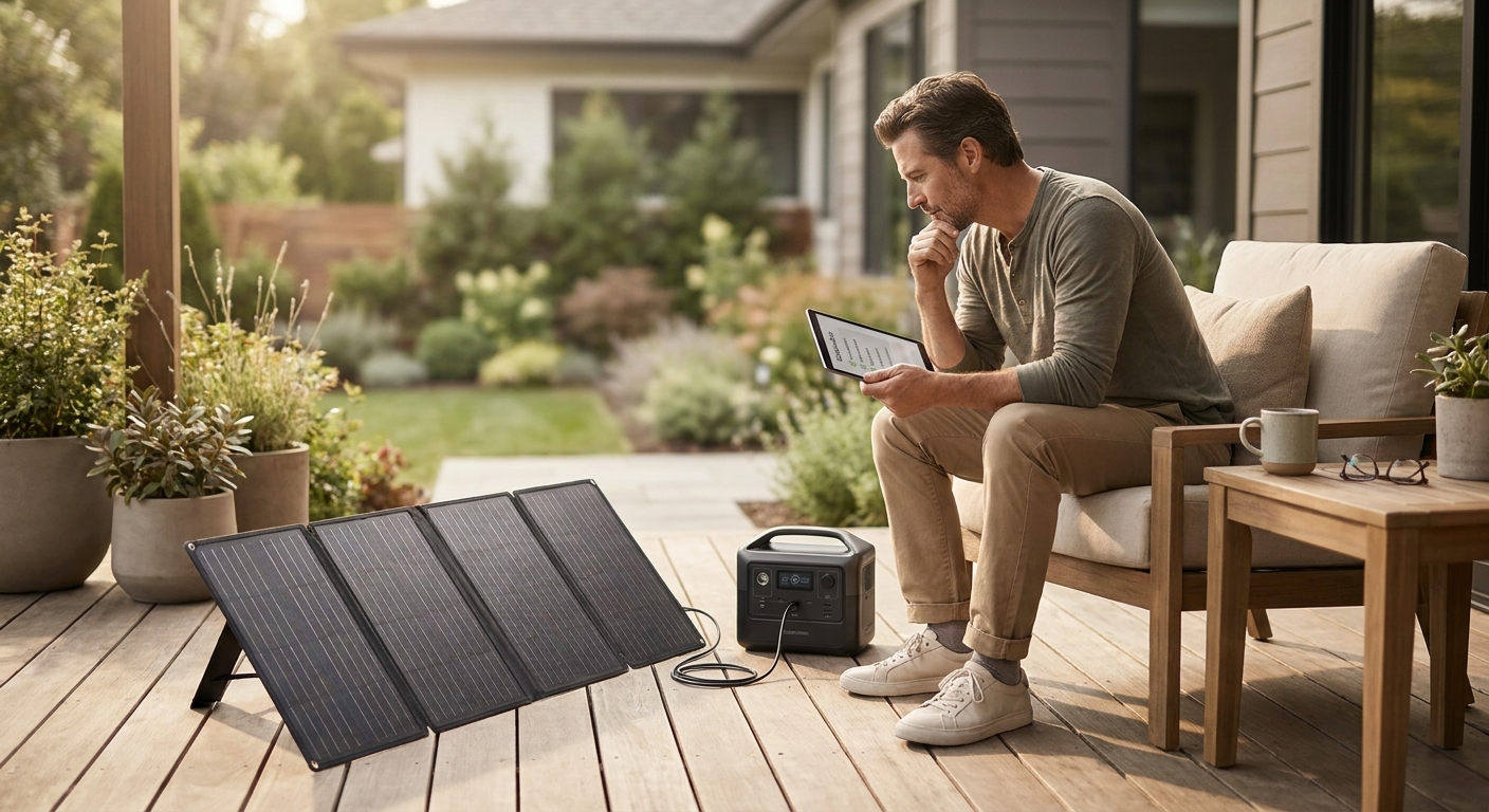 Home backup power setup with portable power station and solar panel