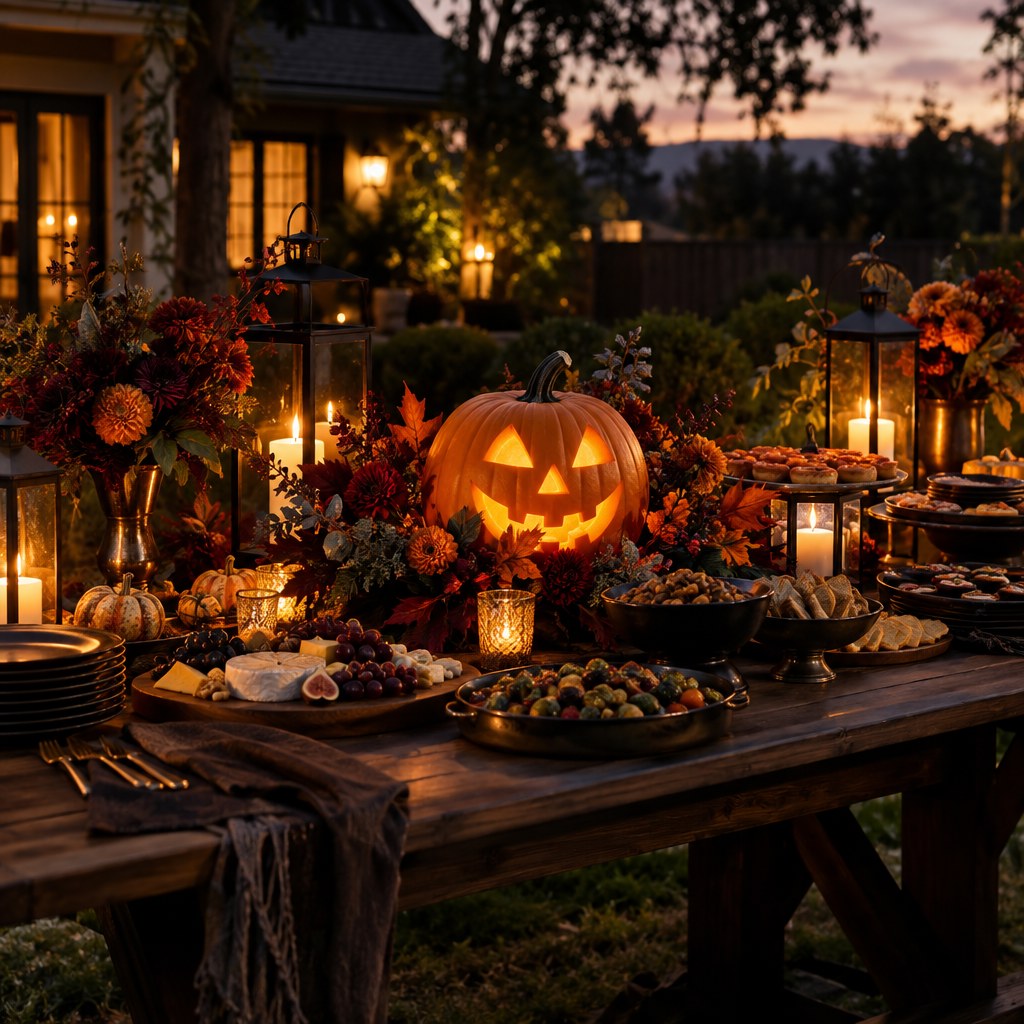 Make the Centerpiece Glow for a Halloween backyard evening party