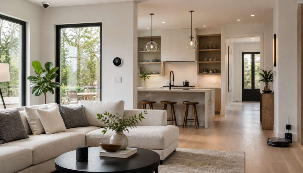 Modern American home with practical smart home technology