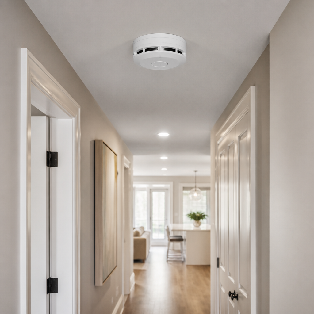 Smart smoke and carbon monoxide alarm in a modern home