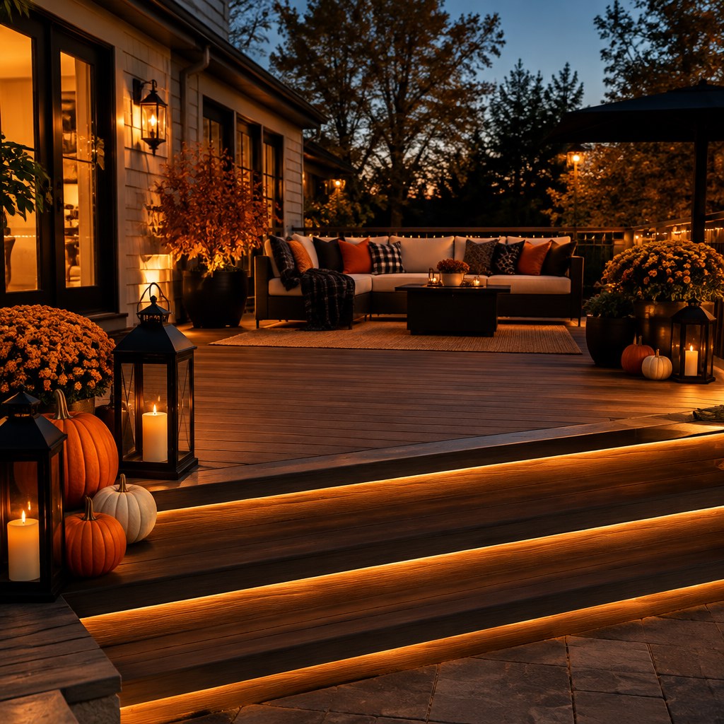 Light the Deck Edge for a Halloween backyard evening party