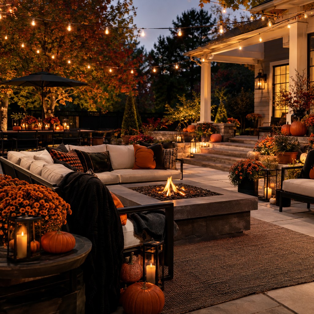 Create a Warm String-Light Canopy for a Halloween backyard evening party